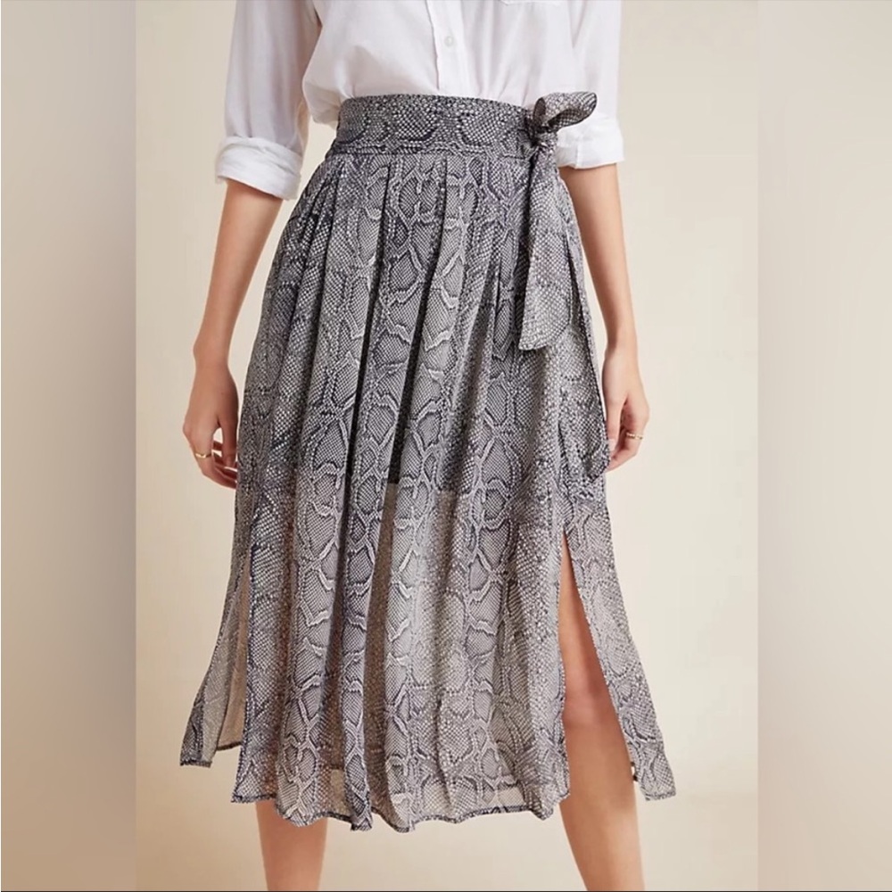 Maeve Gray Snake Print Midi Skirt